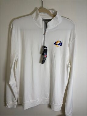 Johnnie-O Los Angeles LA Rams Motion Performance 1/4 Zip Pullover – White – Sz M